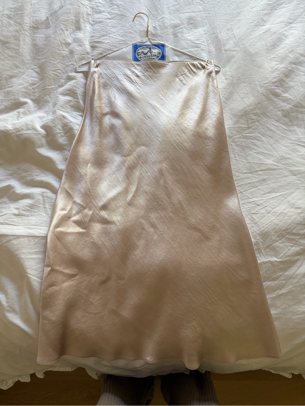 Babaton Satin Midi Slip Dress in Blush Pink